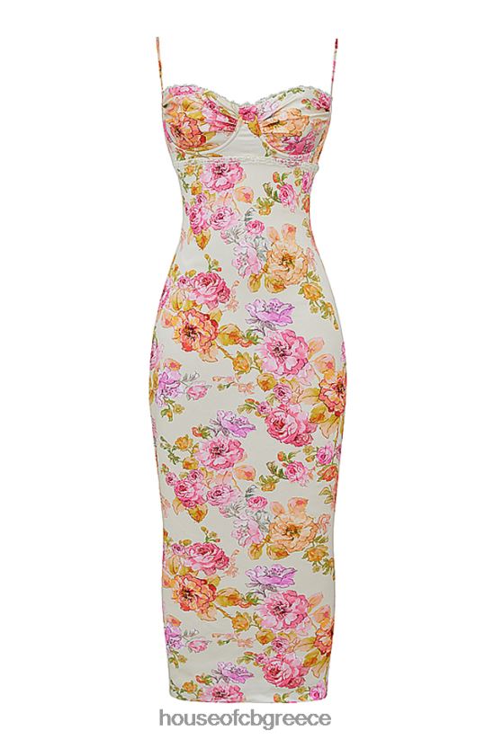 House of CB floral maxi φόρεμα josefina ιβουάρ V86V6T245 είδη ένδυσης