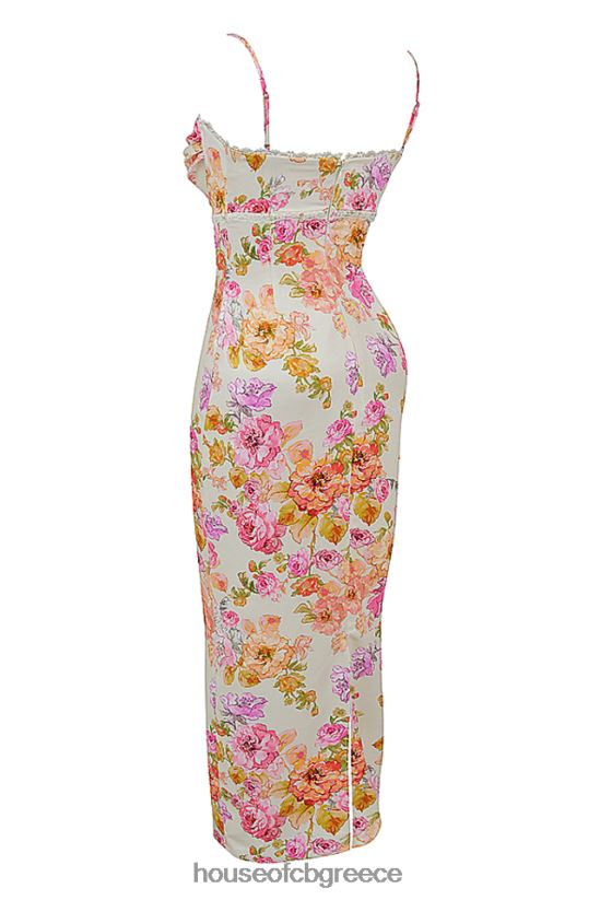 House of CB floral maxi φόρεμα josefina ιβουάρ V86V6T245 είδη ένδυσης