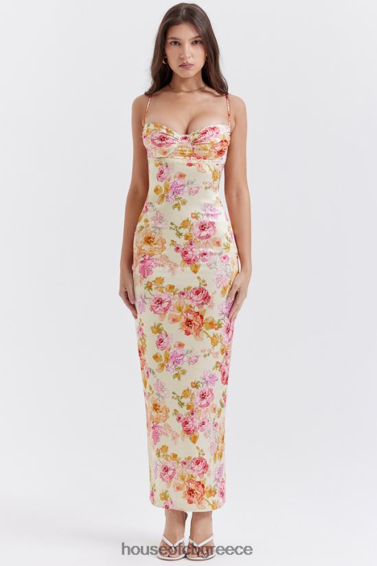 House of CB floral maxi φόρεμα josefina ιβουάρ V86V6T245 είδη ένδυσης