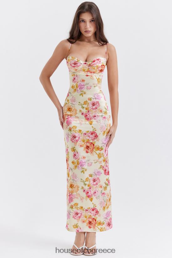 House of CB floral maxi φόρεμα josefina ιβουάρ V86V6T245 είδη ένδυσης