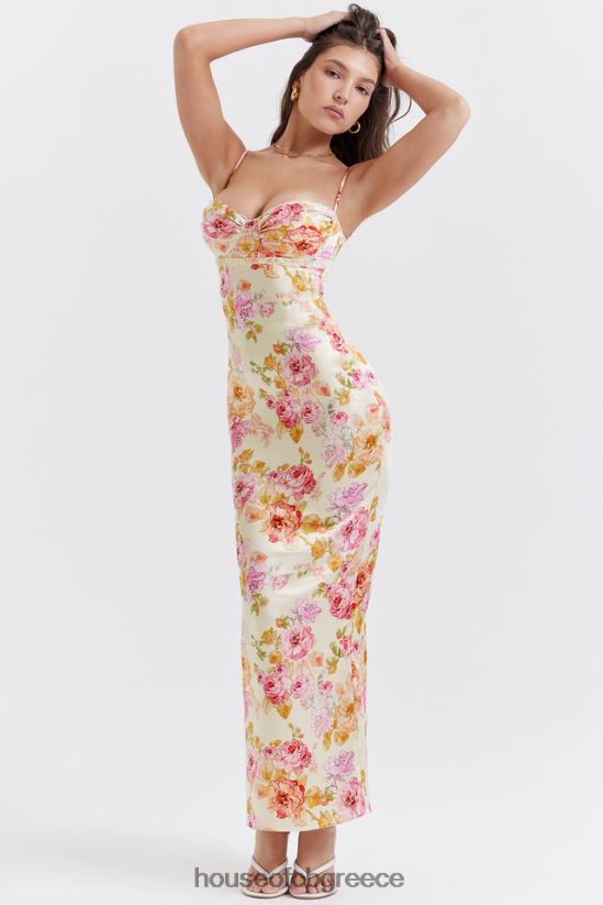 House of CB floral maxi φόρεμα josefina ιβουάρ V86V6T245 είδη ένδυσης