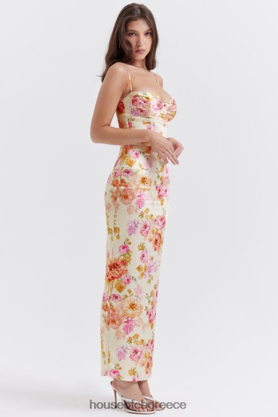 House of CB floral maxi φόρεμα josefina ιβουάρ V86V6T245 είδη ένδυσης