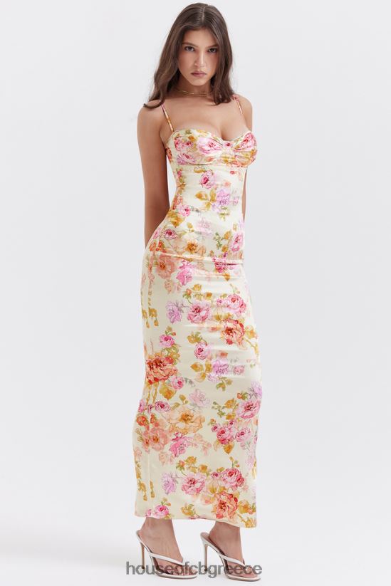 House of CB floral maxi φόρεμα josefina ιβουάρ V86V6T245 είδη ένδυσης