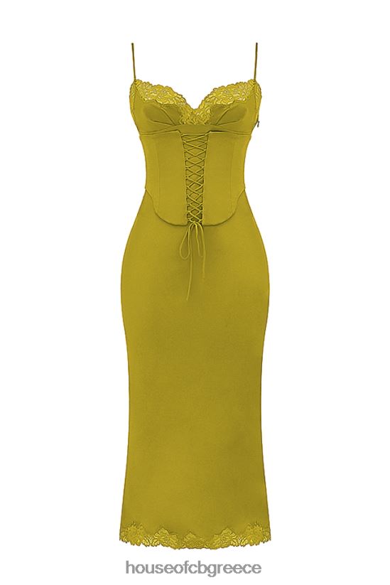 House of CB σατέν φόρεμα salma Chartreuse V86V6T288 είδη ένδυσης