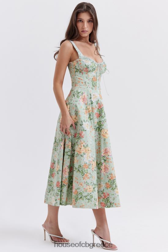 House of CB sabrina light jade στάμπα μπουστάκι sundress V86V6T249 είδη ένδυσης