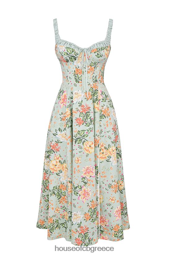 House of CB sabrina light jade στάμπα μπουστάκι sundress V86V6T249 είδη ένδυσης