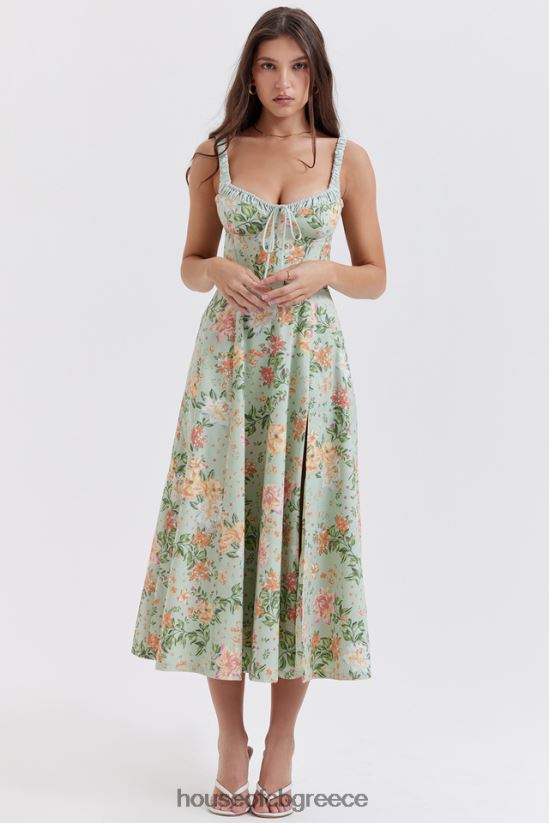 House of CB sabrina light jade στάμπα μπουστάκι sundress V86V6T249 είδη ένδυσης