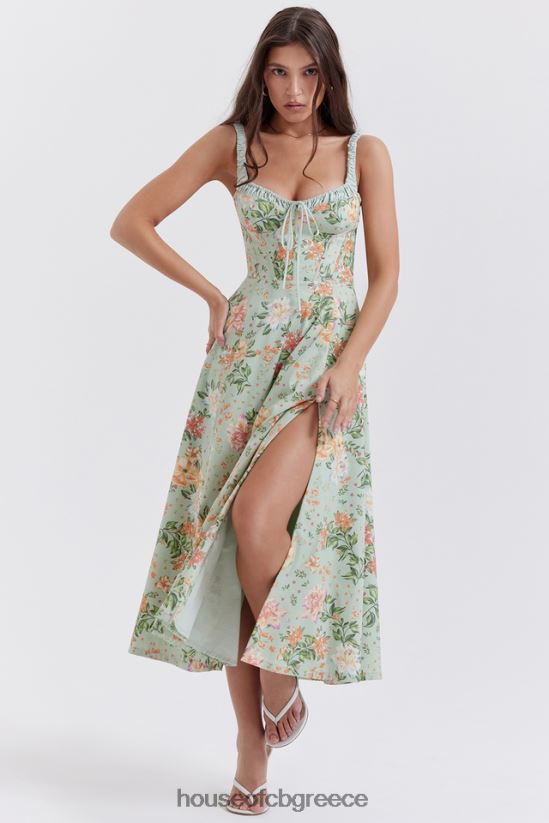 House of CB sabrina light jade στάμπα μπουστάκι sundress V86V6T249 είδη ένδυσης