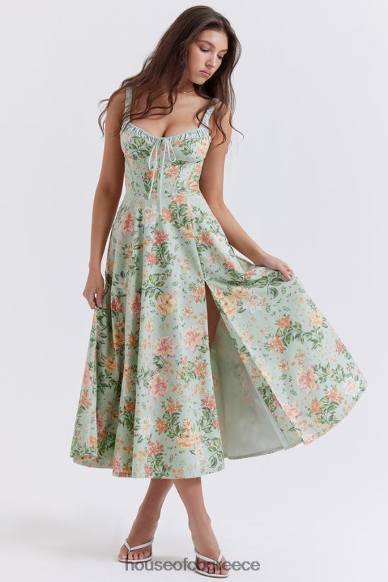 House of CB sabrina light jade στάμπα μπουστάκι sundress V86V6T249 είδη ένδυσης