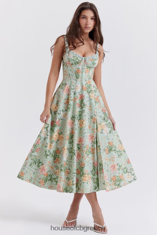 House of CB sabrina light jade στάμπα μπουστάκι sundress V86V6T249 είδη ένδυσης