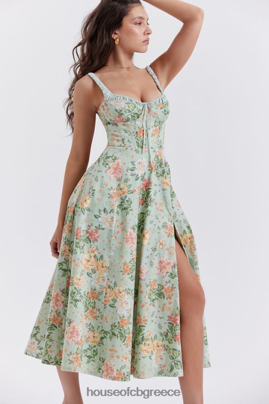 House of CB sabrina light jade στάμπα μπουστάκι sundress V86V6T249 είδη ένδυσης