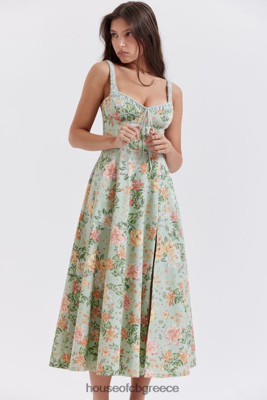 House of CB sabrina light jade στάμπα μπουστάκι sundress V86V6T249 είδη ένδυσης