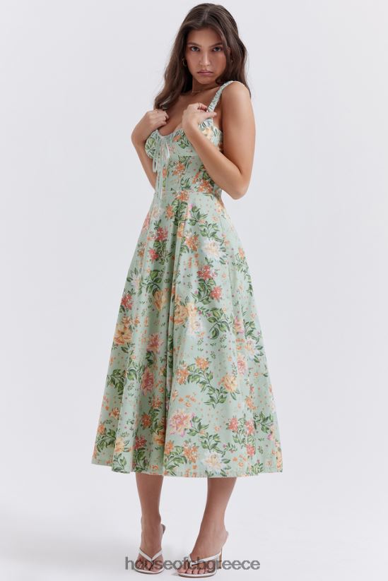 House of CB sabrina light jade στάμπα μπουστάκι sundress V86V6T249 είδη ένδυσης