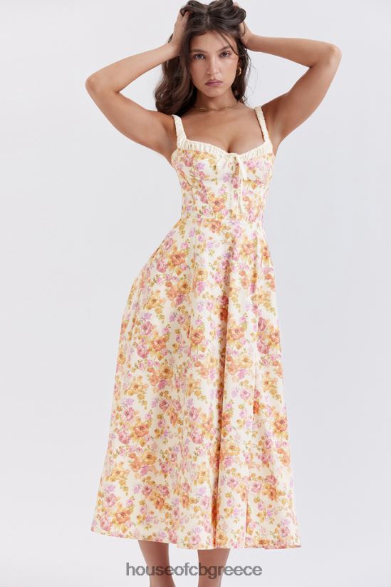 House of CB sabrina ιβουάρ στάμπα μπουστάκι sundress V86V6T255 είδη ένδυσης