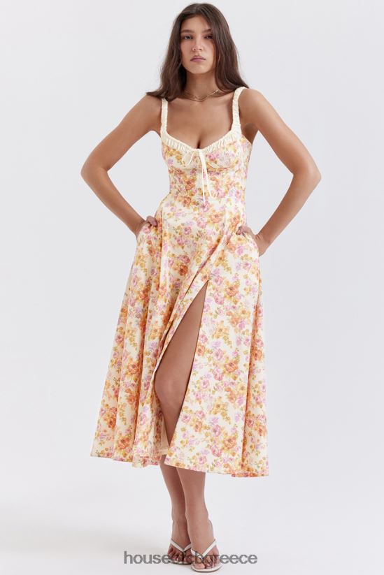 House of CB sabrina ιβουάρ στάμπα μπουστάκι sundress V86V6T255 είδη ένδυσης