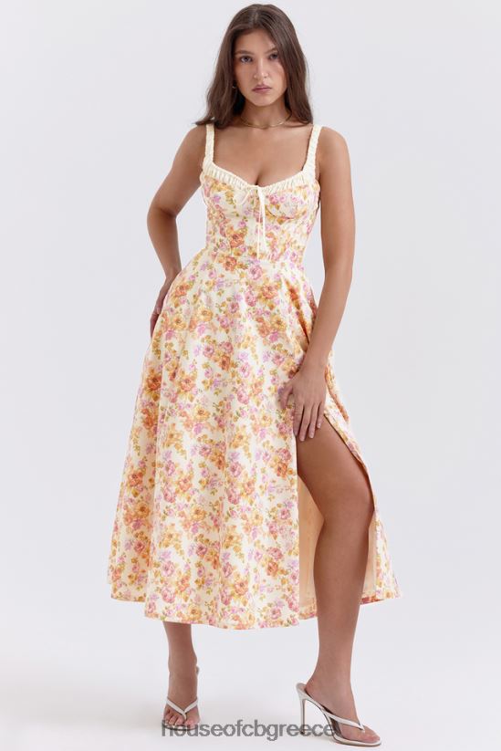 House of CB sabrina ιβουάρ στάμπα μπουστάκι sundress V86V6T255 είδη ένδυσης