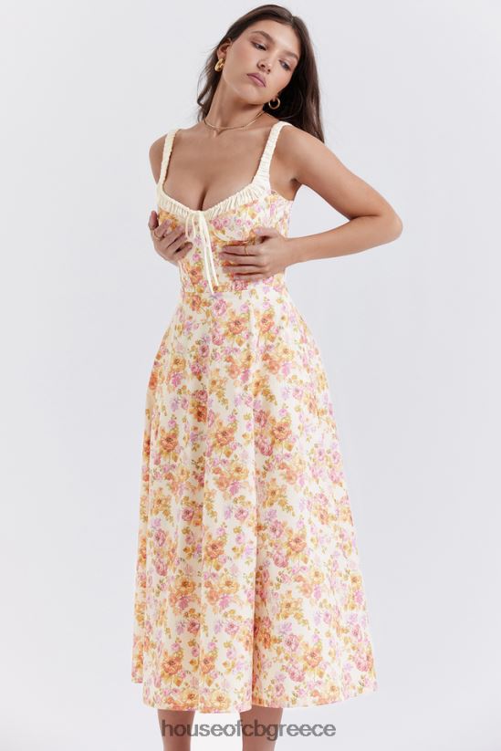 House of CB sabrina ιβουάρ στάμπα μπουστάκι sundress V86V6T255 είδη ένδυσης