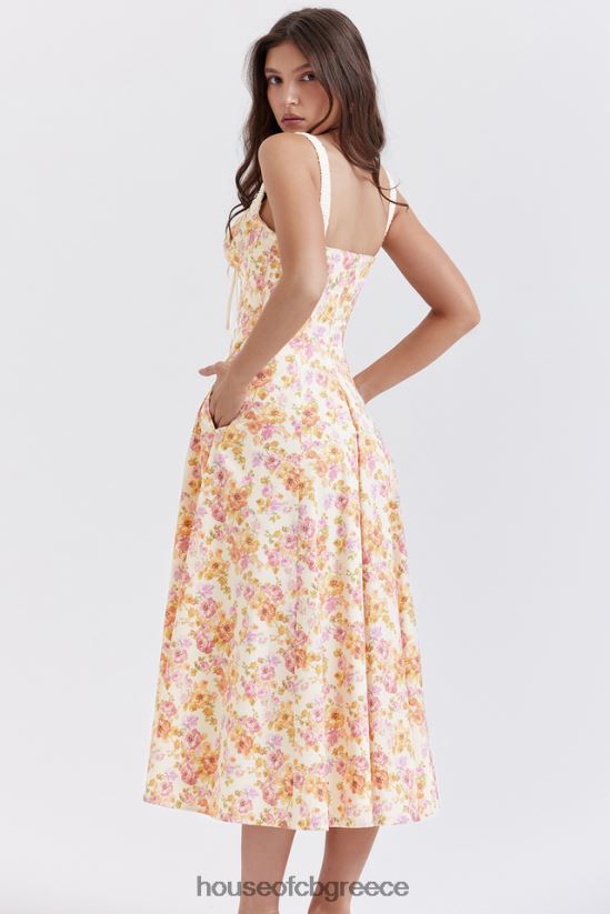 House of CB sabrina ιβουάρ στάμπα μπουστάκι sundress V86V6T255 είδη ένδυσης