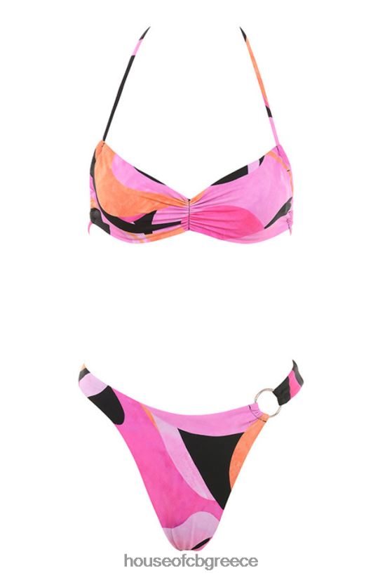 House of CB cala pink black halter μπικίνι V86V6T1242 είδη ένδυσης