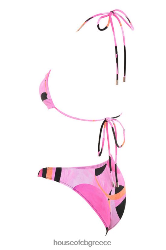 House of CB cala pink black halter μπικίνι V86V6T1242 είδη ένδυσης