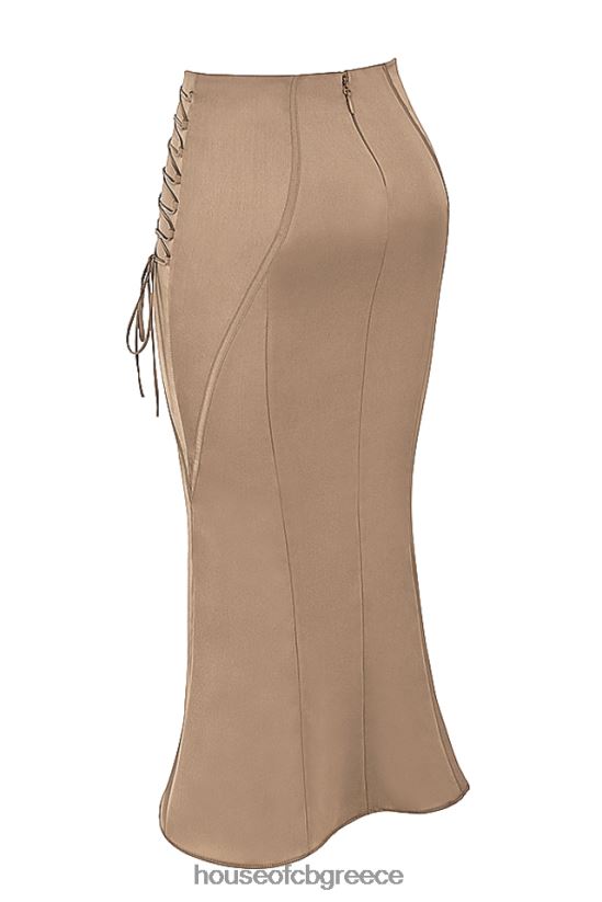 House of CB midi φούστα sidonie latte satin lace up V86V6T937 είδη ένδυσης