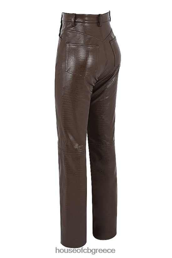 House of CB inaya chocolate croc stretch vegan δερμάτινο παντελόνι V86V6T954 είδη ένδυσης