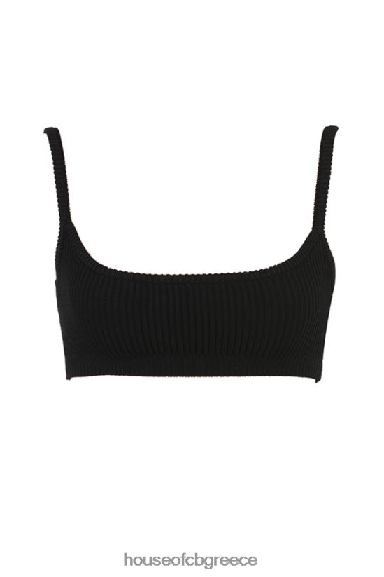 House of CB mischa πλεκτό bralette μαύρο με ραβδώσεις V86V6T690 είδη ένδυσης