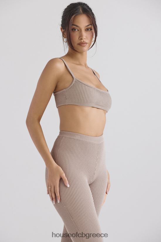 House of CB mischa taupe πλεκτό bralette με ραβδώσεις V86V6T691 είδη ένδυσης