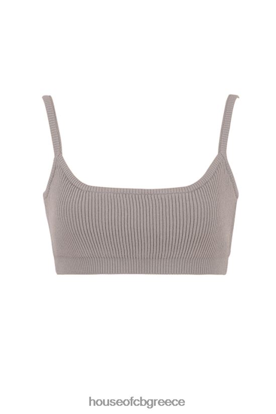 House of CB mischa taupe πλεκτό bralette με ραβδώσεις V86V6T691 είδη ένδυσης