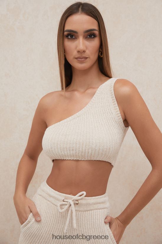 House of CB τσάρλι κρέμα σενίλ με έναν ώμο crop top V86V6T781 είδη ένδυσης