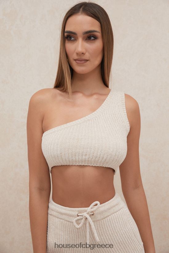 House of CB τσάρλι κρέμα σενίλ με έναν ώμο crop top V86V6T781 είδη ένδυσης