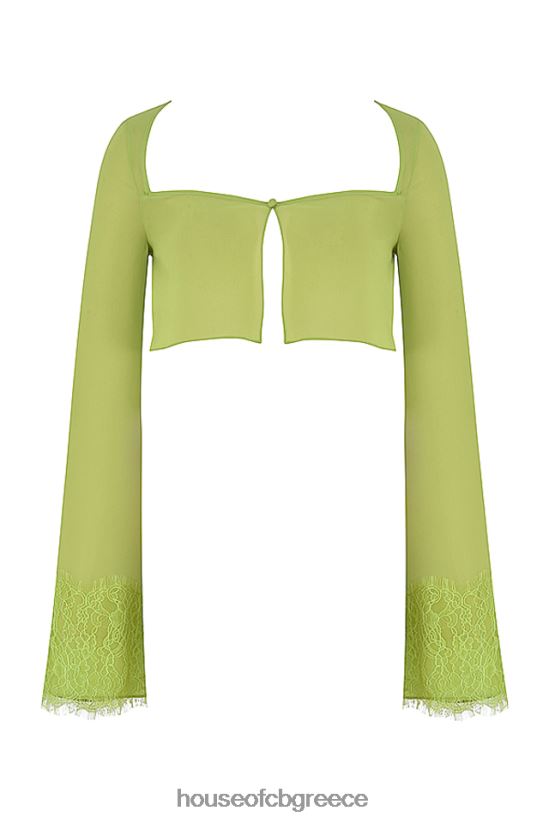 House of CB cropped top tara lime green georgette V86V6T737 είδη ένδυσης