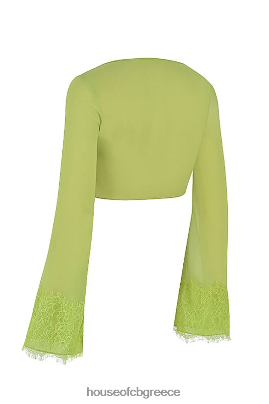 House of CB cropped top tara lime green georgette V86V6T737 είδη ένδυσης