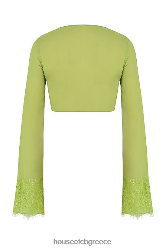 House of CB cropped top tara lime green georgette V86V6T737 είδη ένδυσης