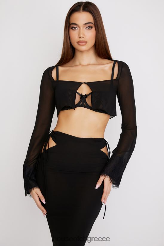 House of CB cropped ζακέτα tara black V86V6T729 είδη ένδυσης