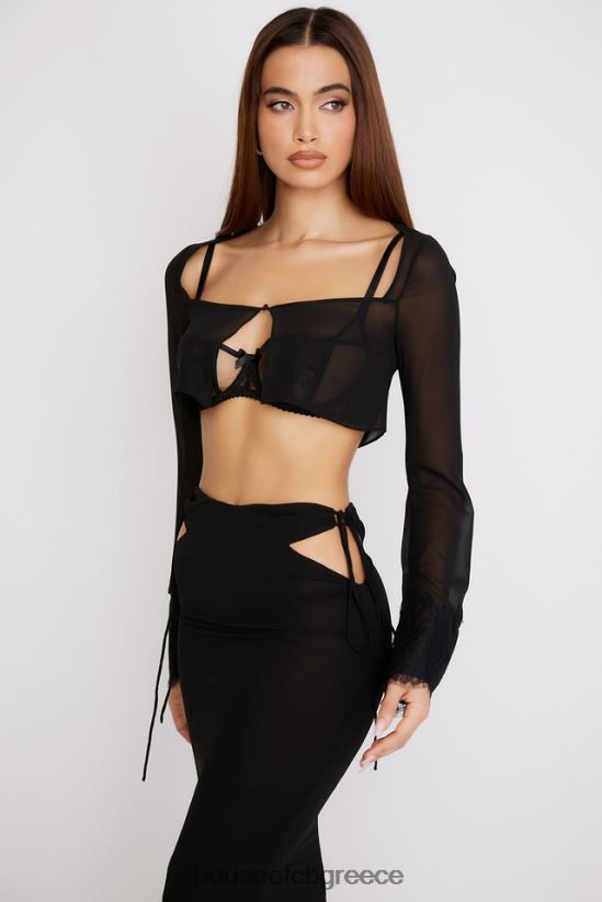 House of CB cropped ζακέτα tara black V86V6T729 είδη ένδυσης